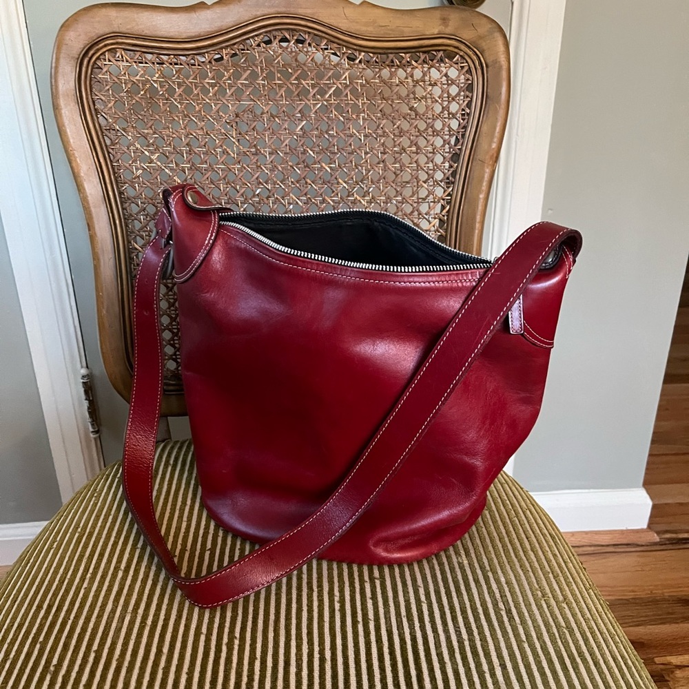 J Jill red leather hobo purse
